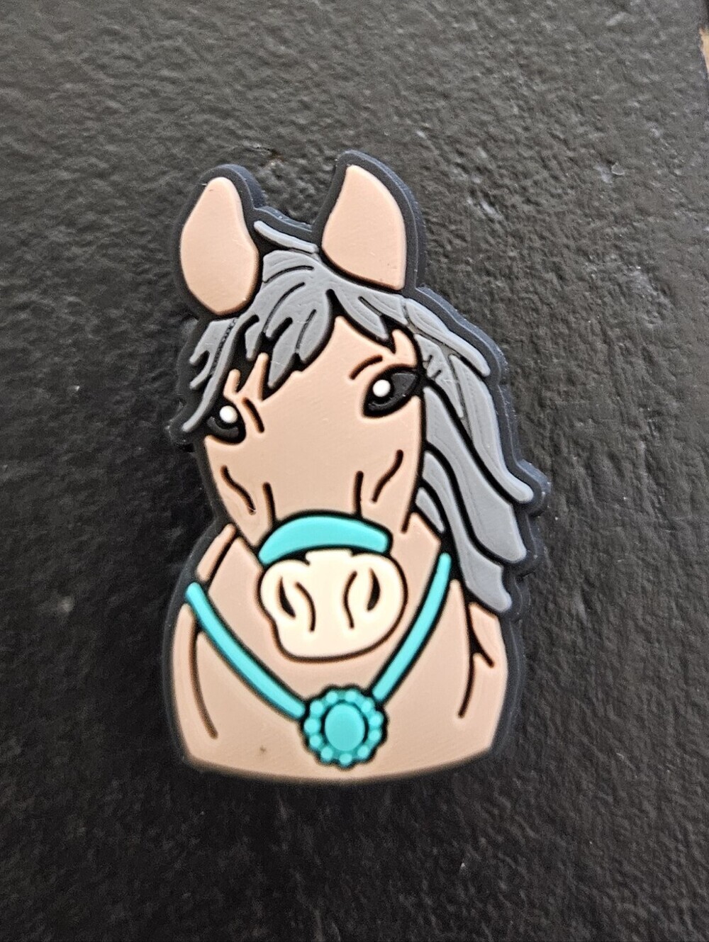 Horse Charm Pin in Tan and Turquoise Blue Rodeo Western Boho Shoe Bag Charm NEW